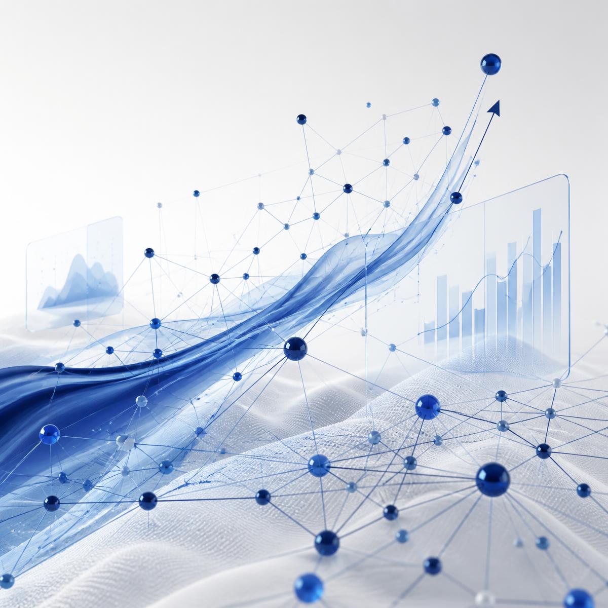Abstract visual of a connected digital growth ecosystem linking discovery, acquisition and conversion