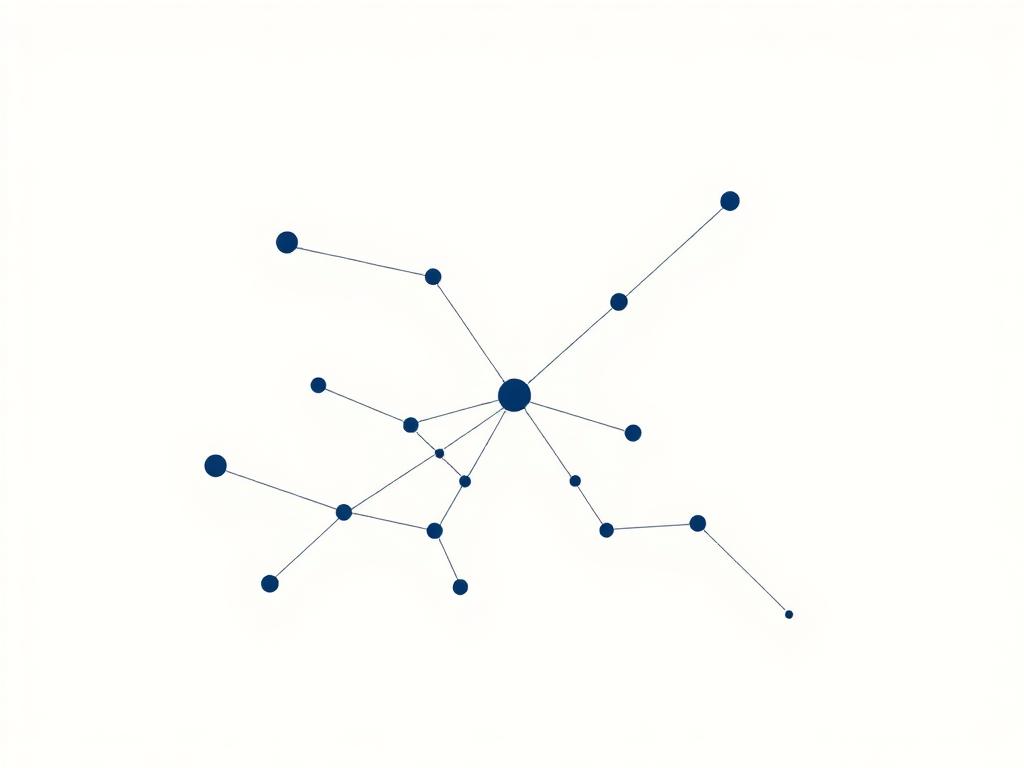 Abstract knowledge graph of connected nodes representing search and AI discovery